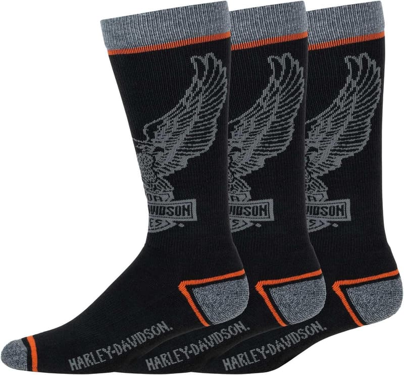 Men's Black Eagle Logo Wicking Riding Socks (3-Pack)