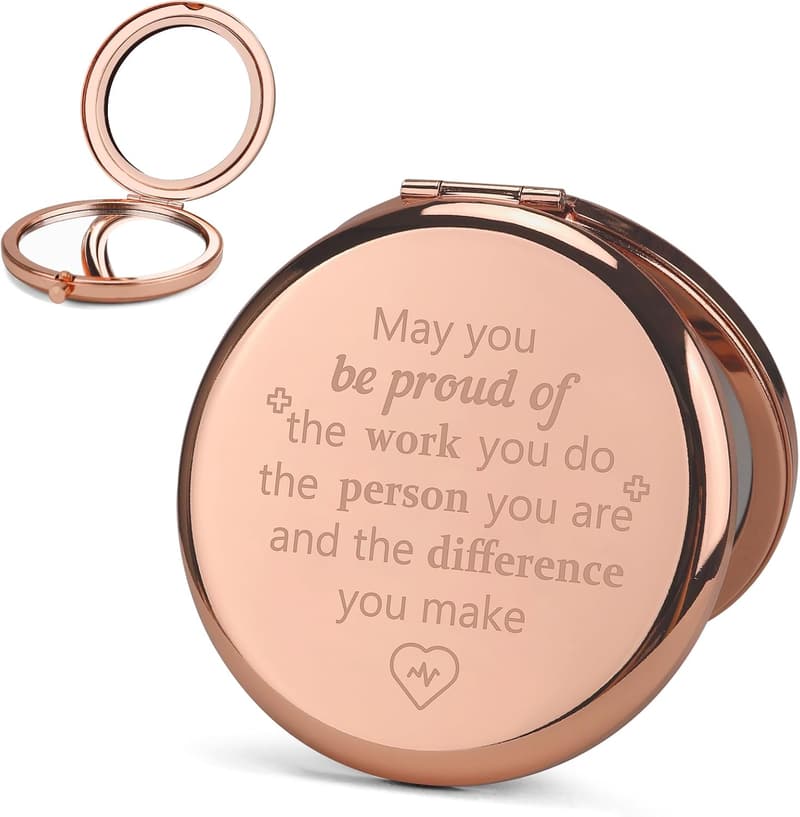 Nurse Appreciation Rose Gold Makeup Mirror Gift