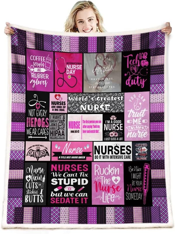 Nurse Week Fluffy Sherpa Throw Blanket - Gift for Nurses
