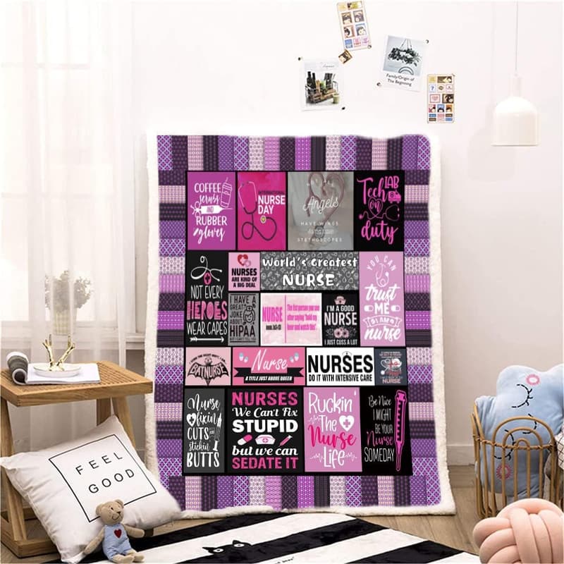 Nurse Week Fluffy Sherpa Throw Blanket - Gift for Nurses