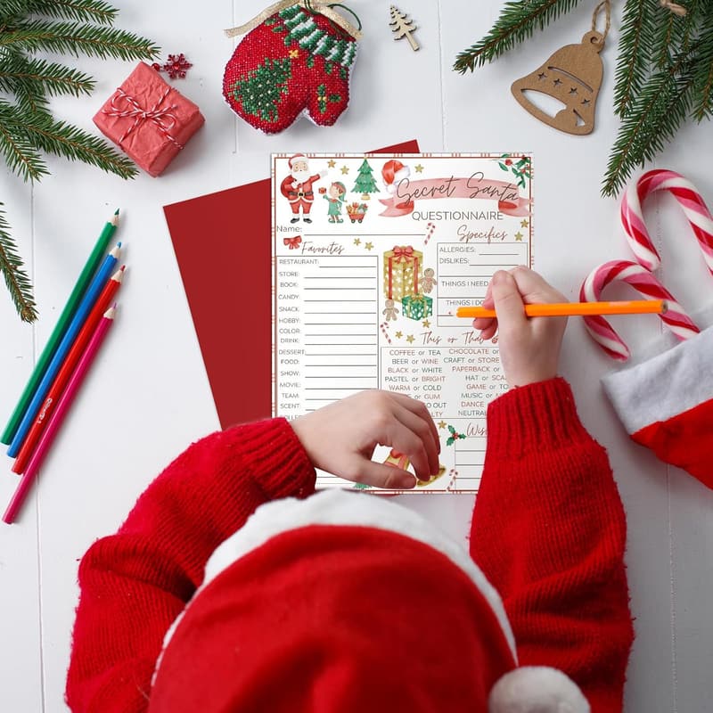 Christmas Wish List Questionnaire Cards - 25 Pack
