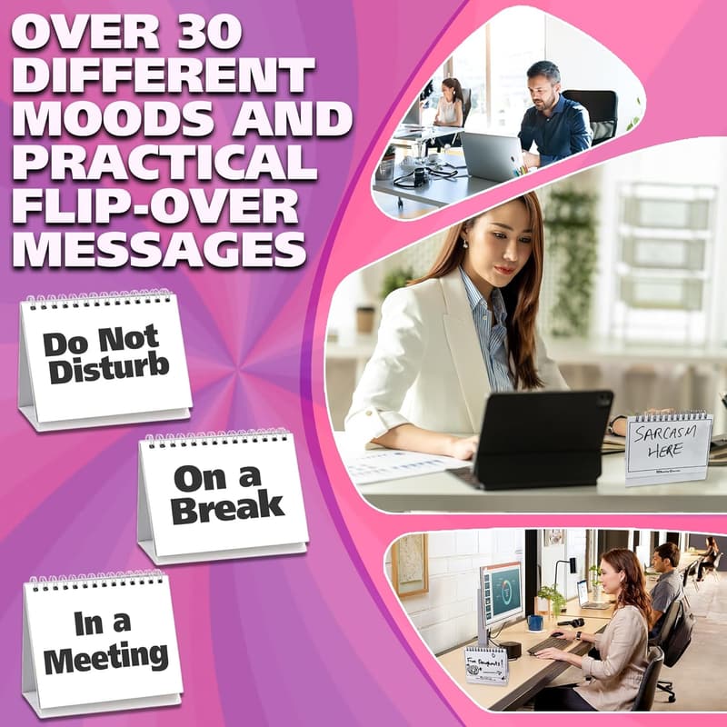 Fun Office Gift Set - 30 Mood Flip Messages with Erasable Pen