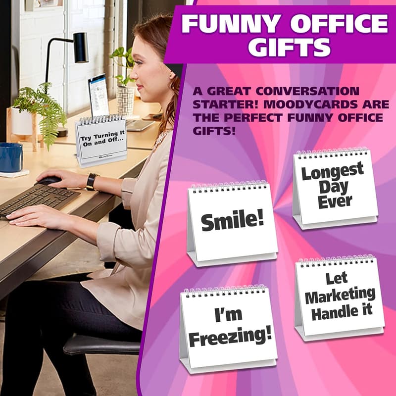 Fun Office Gift Set - 30 Mood Flip Messages with Erasable Pen