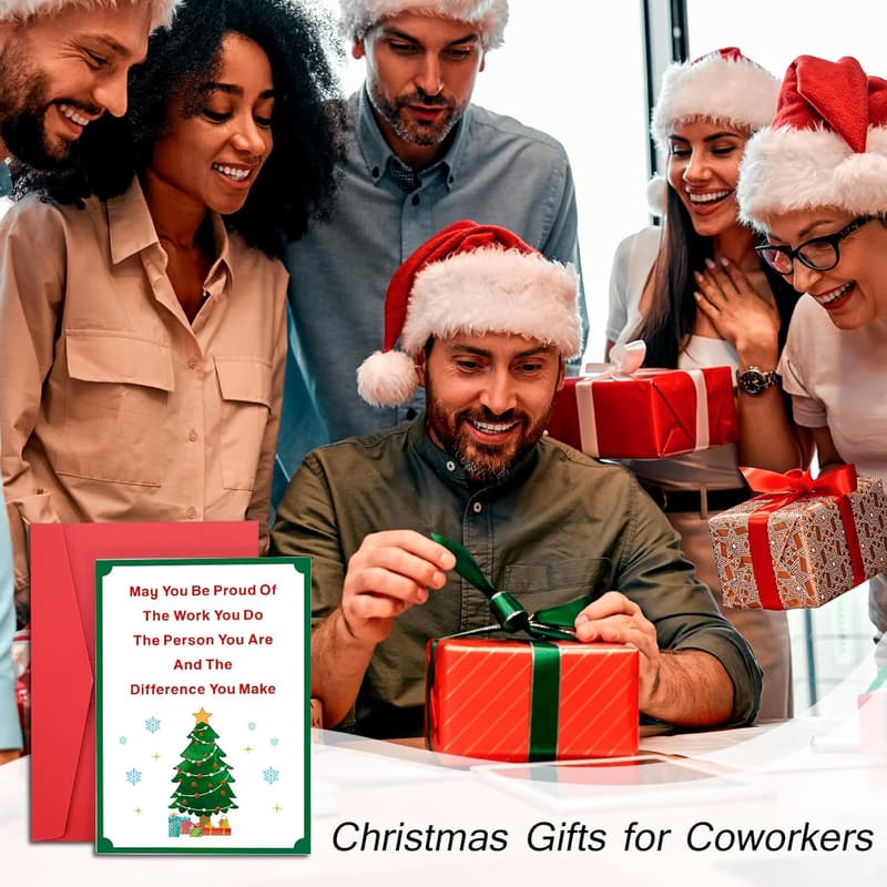 Secret Santa Office Christmas Cards & Envelopes - Bulk Set