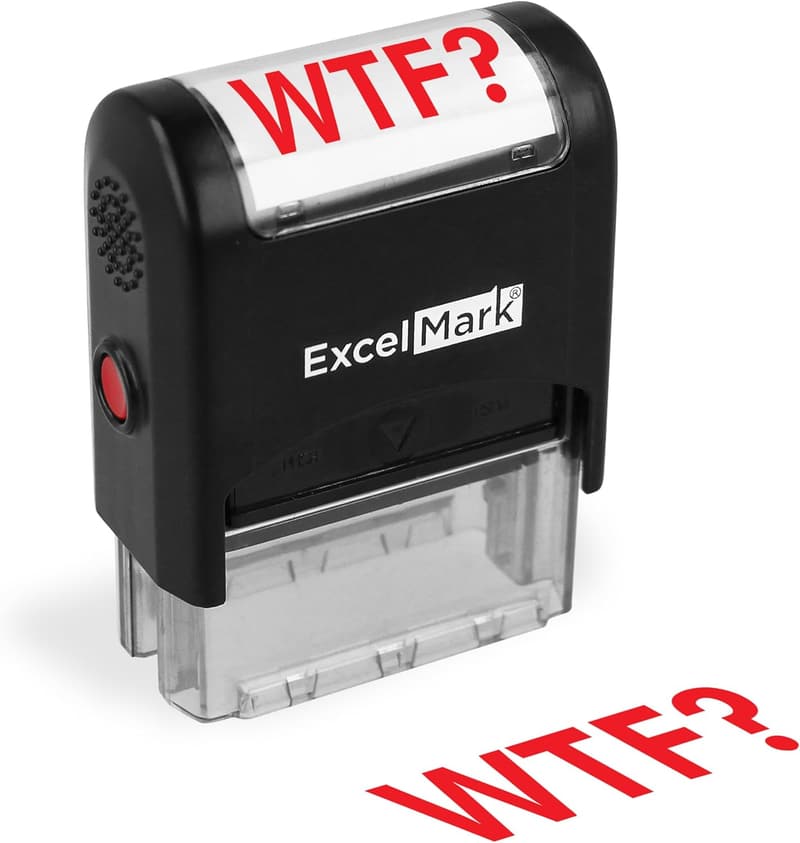 WTF? Self-Inking Novelty Message Stamp - Red Ink