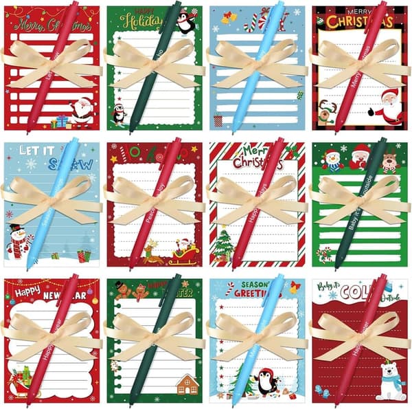 Employee Appreciation Gift Set: 12 Motivational Sticky Notepads & Pens