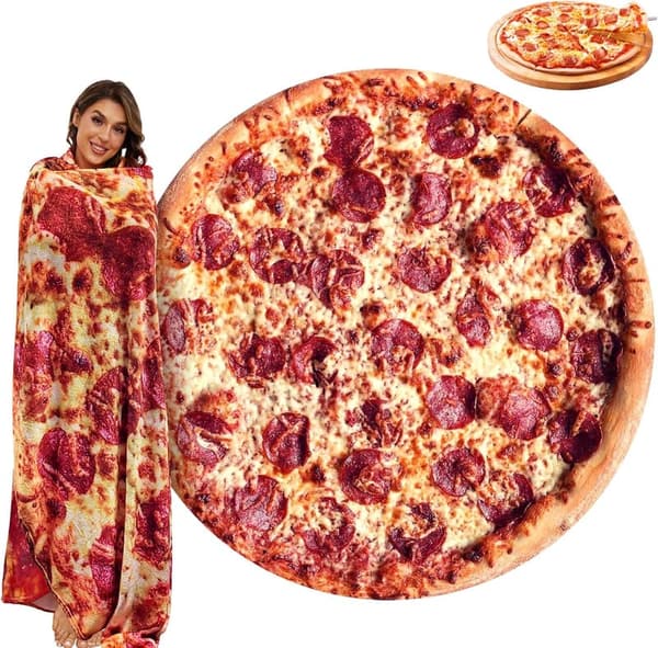 Funny Pepperoni Pizza Blanket, 80-Inch Oversized Throw