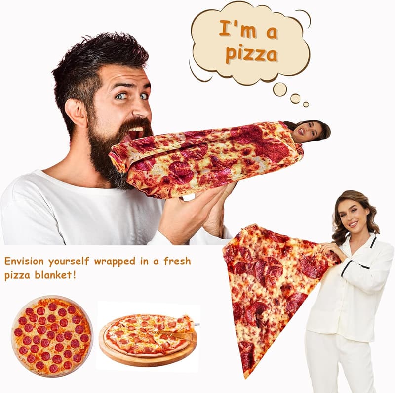 Funny Pepperoni Pizza Blanket, 80-Inch Oversized Throw