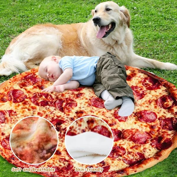 Funny Pepperoni Pizza Blanket, 80-Inch Oversized Throw
