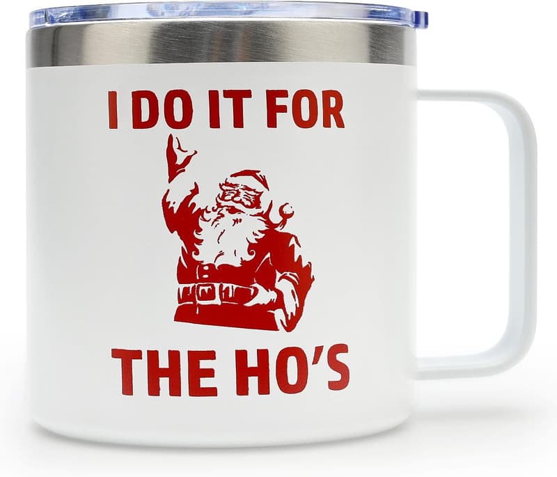 Humorous Insulated Coffee Mug for Men - Festive Christmas Gift