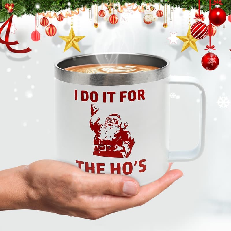 Humorous Insulated Coffee Mug for Men - Festive Christmas Gift
