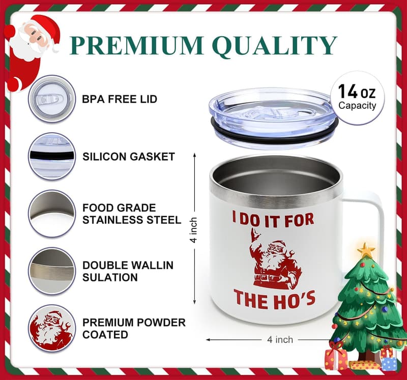 Humorous Insulated Coffee Mug for Men - Festive Christmas Gift