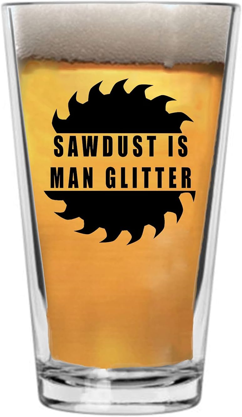 Funny Man Glitter Pint Glass for Dad or Brother - 16oz