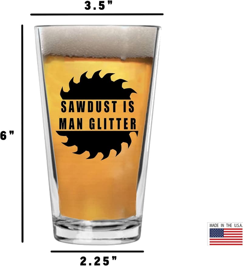 Funny Man Glitter Pint Glass for Dad or Brother - 16oz