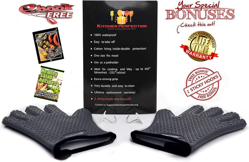 Extreme Heat Resistant BBQ Gloves - Silicone Oven Mitts Set