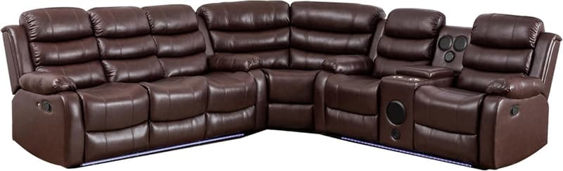 Modern Reclining Sectional Sofa with LED Light & USB Chargers