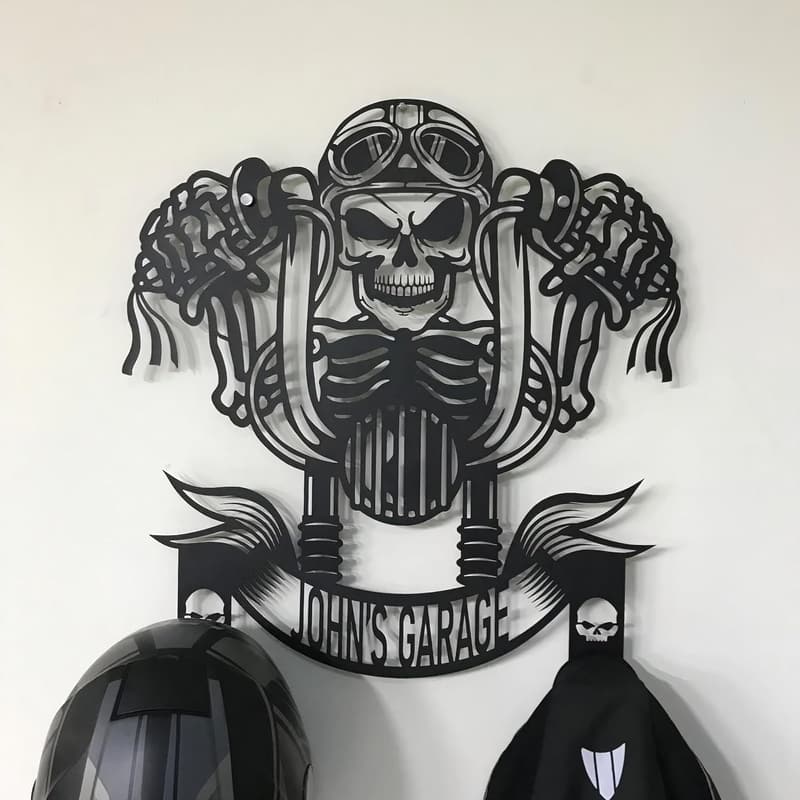 Personalized Metal Harley Davidson Helmet Holder - Gift for Him