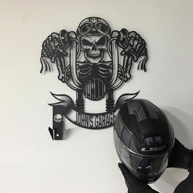 Personalized Metal Harley Davidson Helmet Holder - Gift for Him