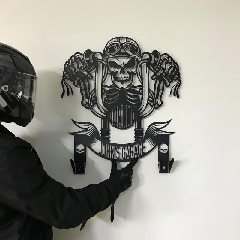 Personalized Metal Harley Davidson Helmet Holder - Gift for Him