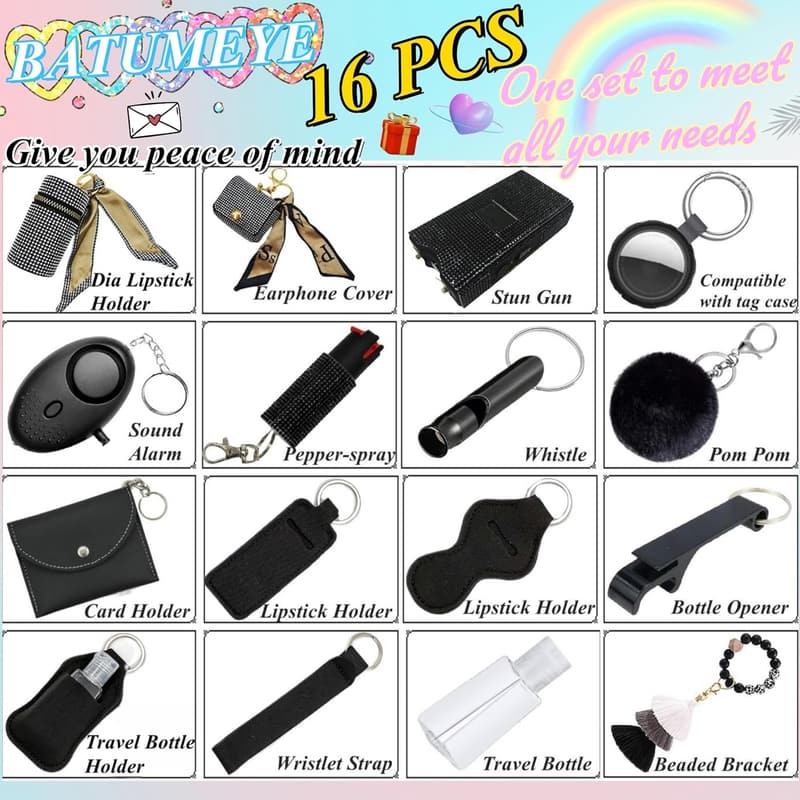 Keychain Gift Set for Women with Bottle Opener & Whistle