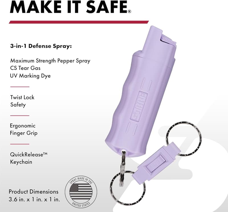 SABRE Defense Spray - Max Strength 3-in-1 Formula with Key Ring