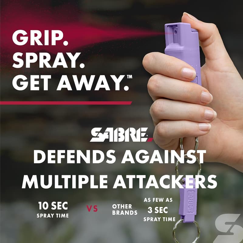 SABRE Defense Spray - Max Strength 3-in-1 Formula with Key Ring