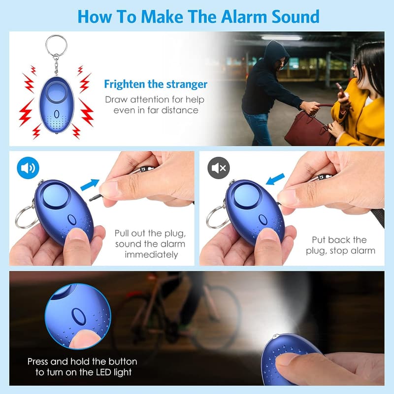 Women's Safety Keychain Set with Sound Alarm - 10 Pieces