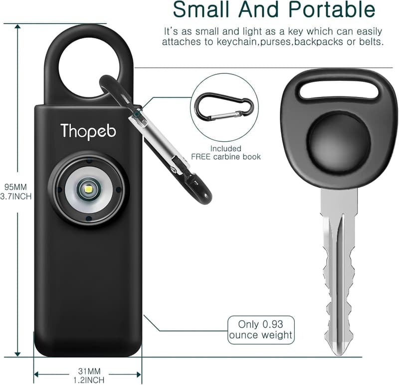 Self-Defense Alarm Keychain for Women – Extra Loud Strobe Light
