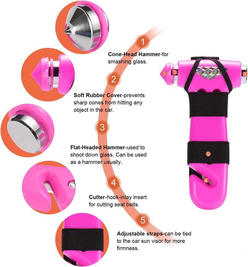 Three-in-One Car Safety Hammer for Women - Emergency Escape Tool