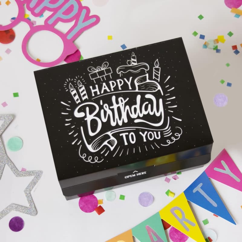 Birthday Exploding Confetti Gift Box Surprise Kit - Black Premium