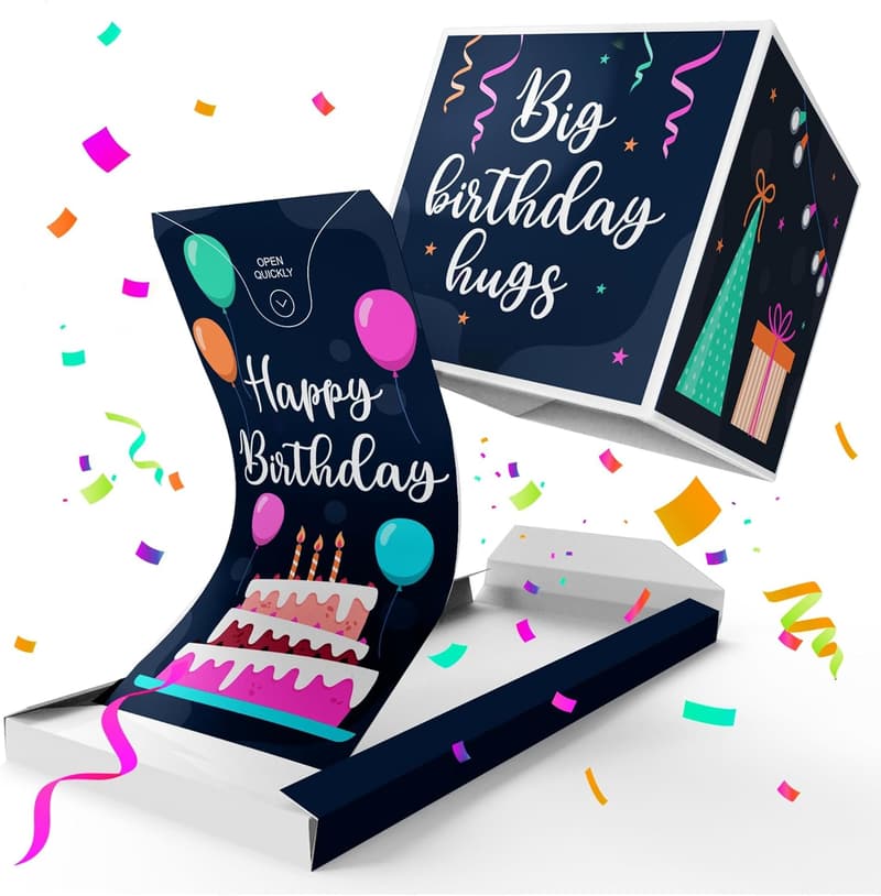 Funny Pop-Up Birthday Confetti Card - Exploding Surprise