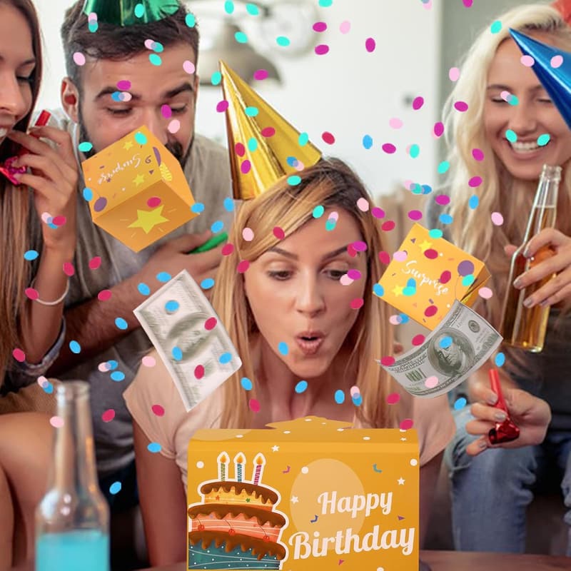 Pop Up Birthday Card with Confetti Explosion Gift Box