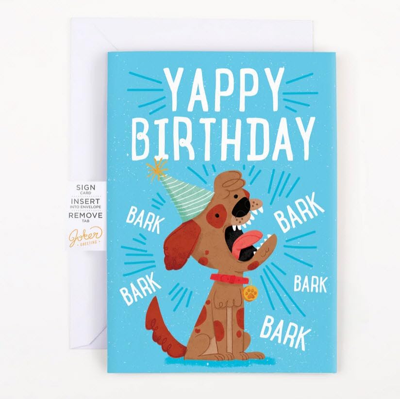Endless Birthday Prank Card - Barking Dog Glitter Card