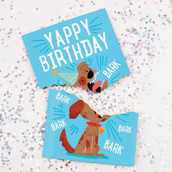 Endless Birthday Prank Card - Barking Dog Glitter Card