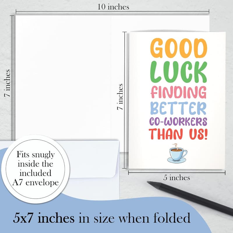 Funny Going Away Card for Coworker - 5x7 Inch with Envelope
