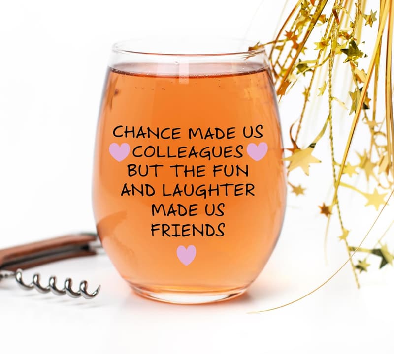 Best Coworker Gift: 15 oz Stemless Wine Glass for Farewell