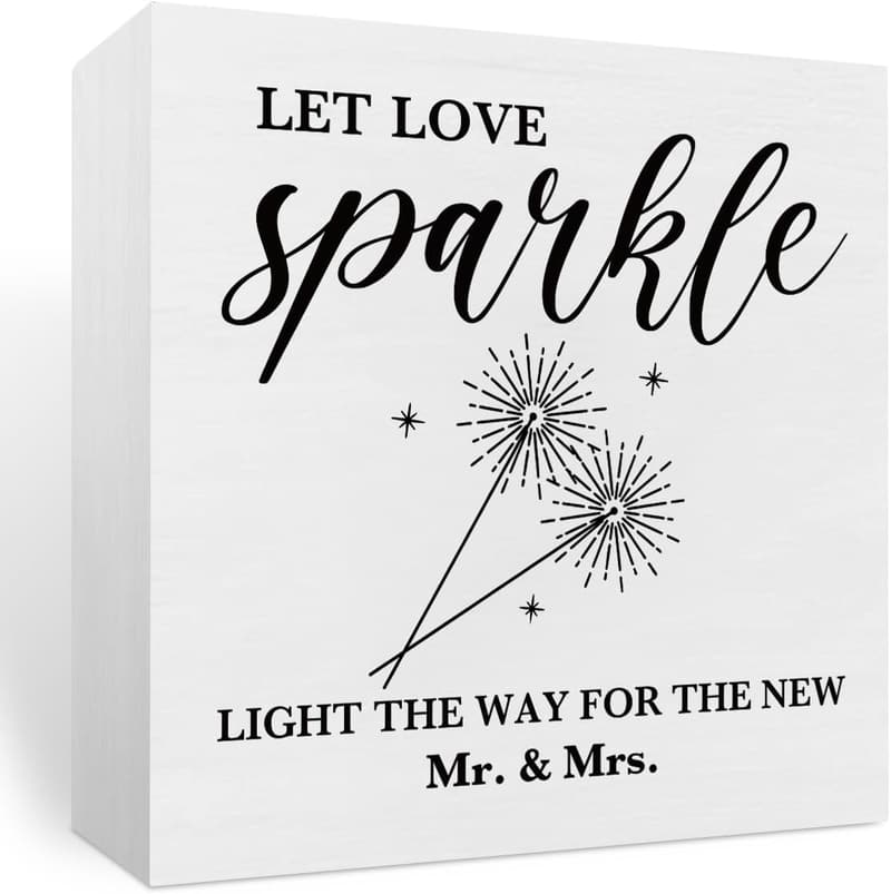 Wedding Engagement Sparkler Send Off Wooden Block Sign Decor