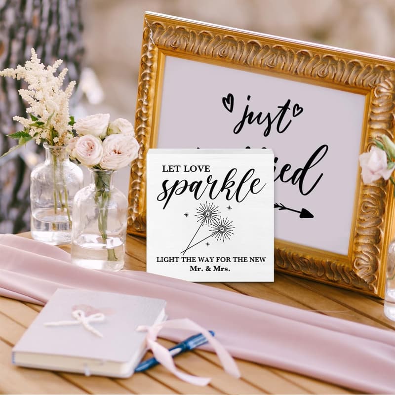 Wedding Engagement Sparkler Send Off Wooden Block Sign Decor
