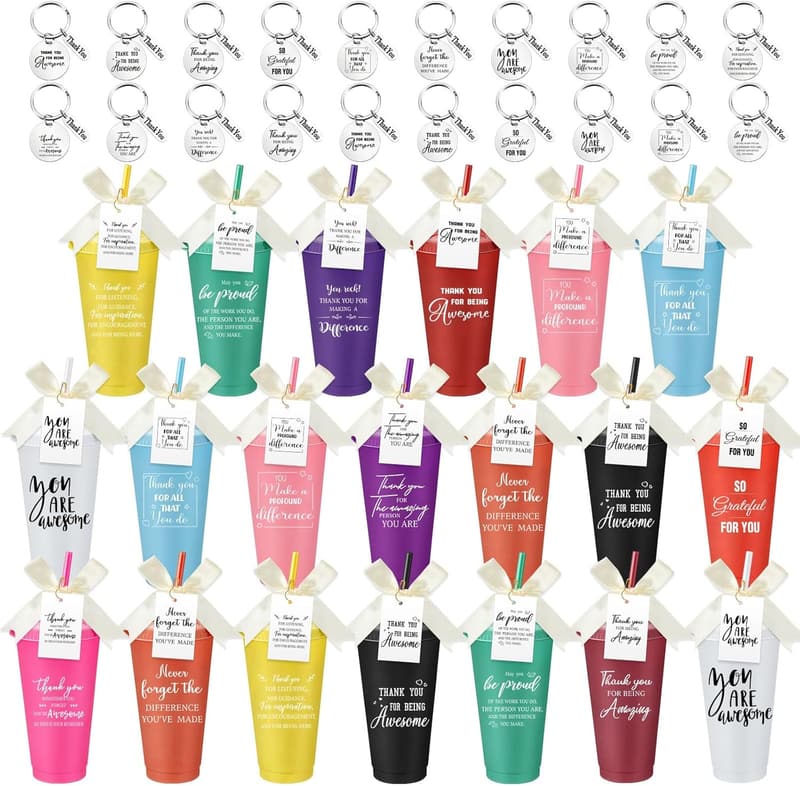 Employee Appreciation Gift Set: 24oz Tumblers & Keychains