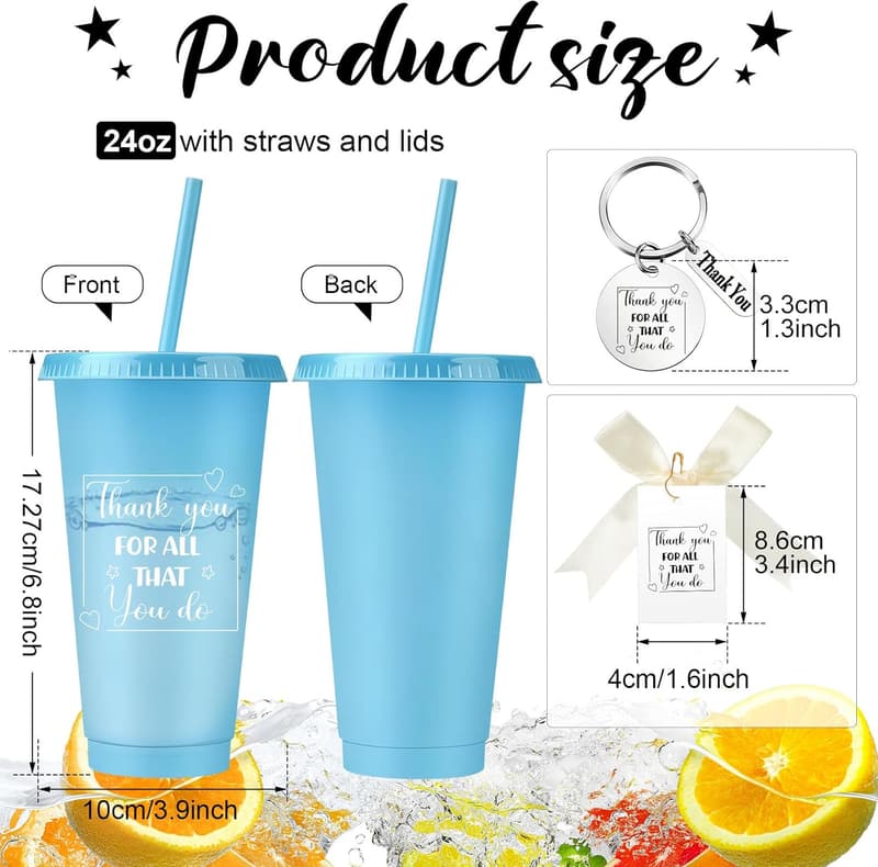 Employee Appreciation Gift Set: 24oz Tumblers & Keychains