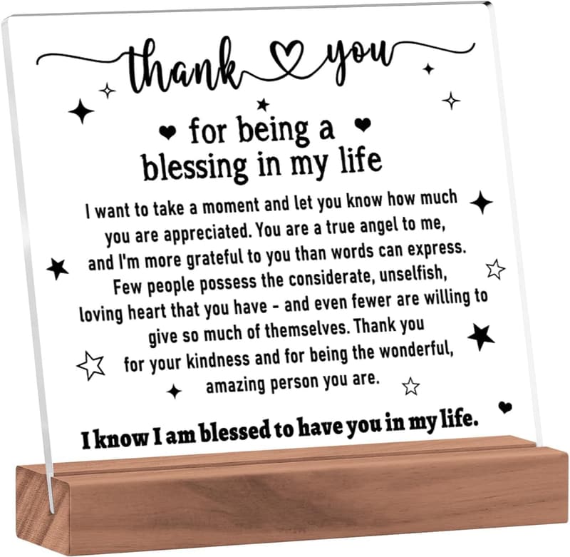 Thank You Acrylic Plaque - Appreciation Gift for Friends & Family