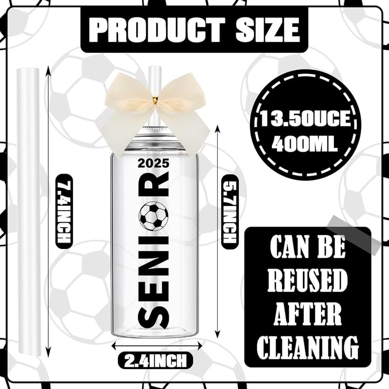 Senior Night Soccer Tumbler Cups - Set of 12, 13.5 oz
