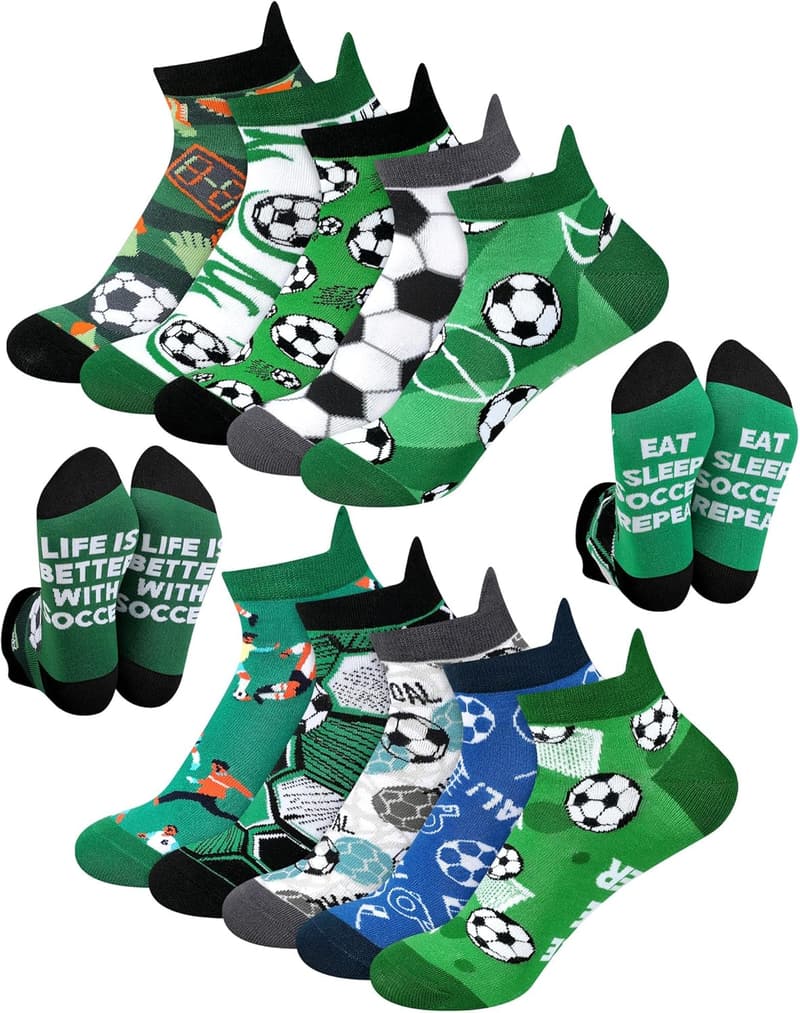 Funny Cotton Soccer Socks for Men - 10 Pairs Gift Set