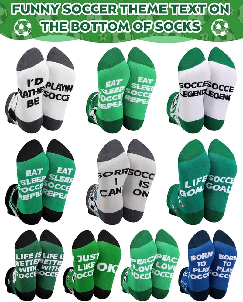 Funny Cotton Soccer Socks for Men - 10 Pairs Gift Set