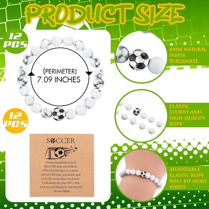 Inspirational Black & White Beaded Sport Bracelets Set for Teams