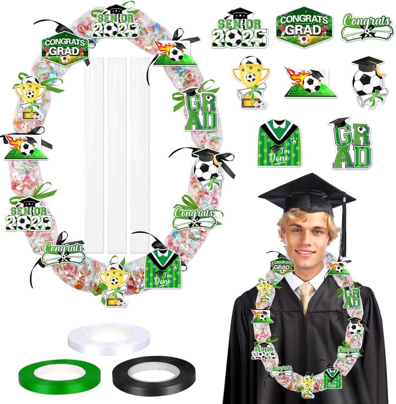 2025 Senior Night Soccer Candy Lei Kit - 24PCS Craft Supplies