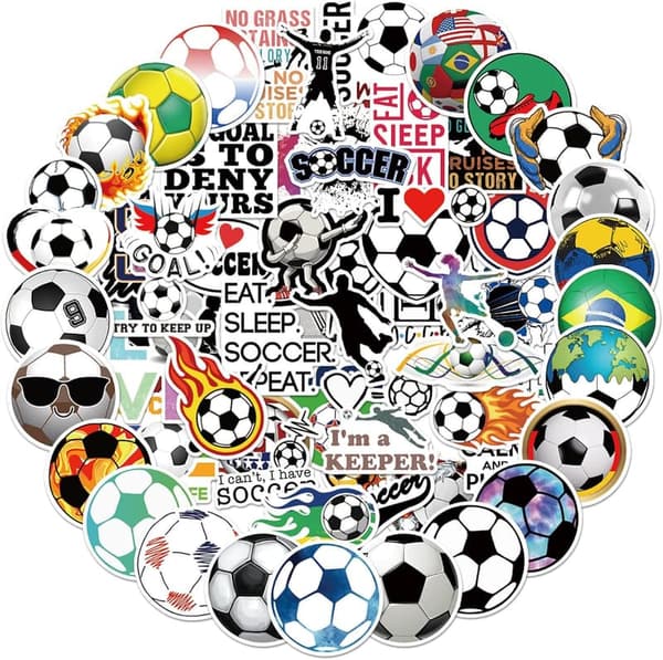 Soccer Stickers Pack - 100 Motivational Vinyl Waterproof Designs