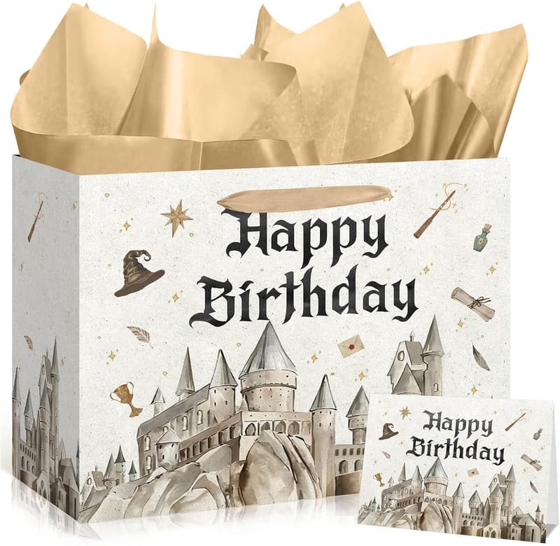 Wizard Birthday Gift Bag with Tissue Paper & Greeting Card