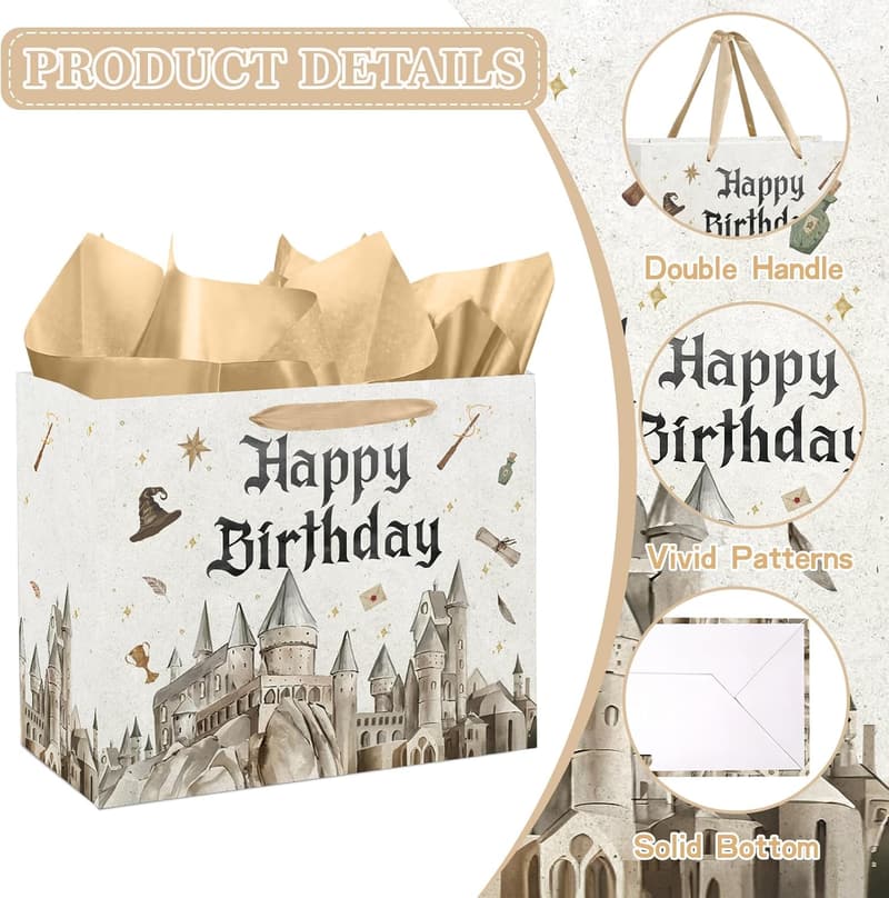 Wizard Birthday Gift Bag with Tissue Paper & Greeting Card