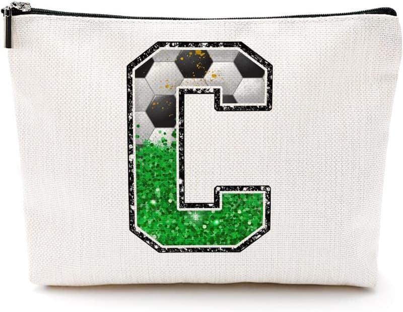 Monogrammed Soccer Makeup Bag for Girls & Women